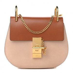 Chloe Mini Bi-Color Drew Shoulder Bag Powder Beige Caramel